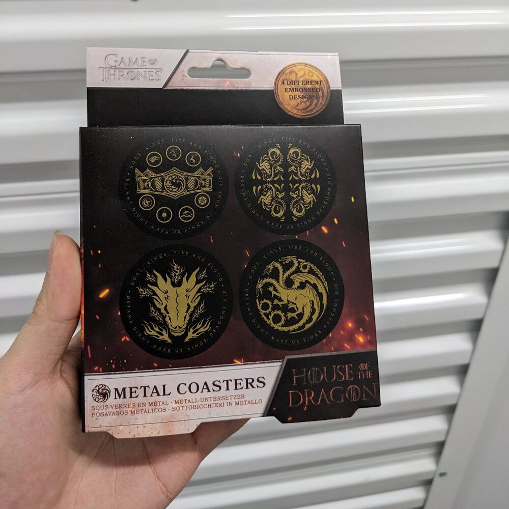 Game of Thrones House of the Dragon Metal Coasters (New, Unopened)
